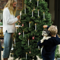 Christmas Taper Candles Kerstboomkaarsjes met goudkleurige clip (4 pack)